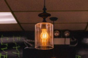 Photo smoked glass pendant light