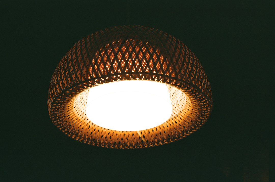 Photo Scandinavian woven bamboo picture light